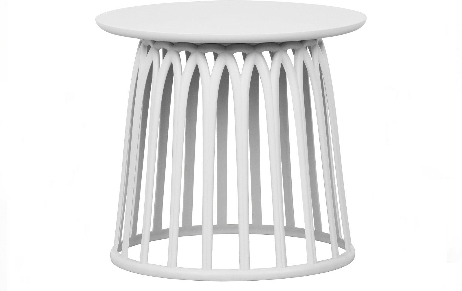 Sofabord / kaffebord WOOOD Boy hvid plast med ribbet base 50x50x45 cm