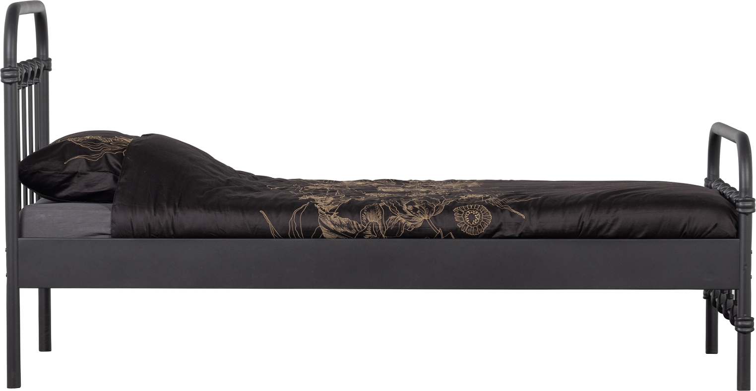 Enkeltsengeramme WOOOD Moos sort stålramme 209x97x107 cm