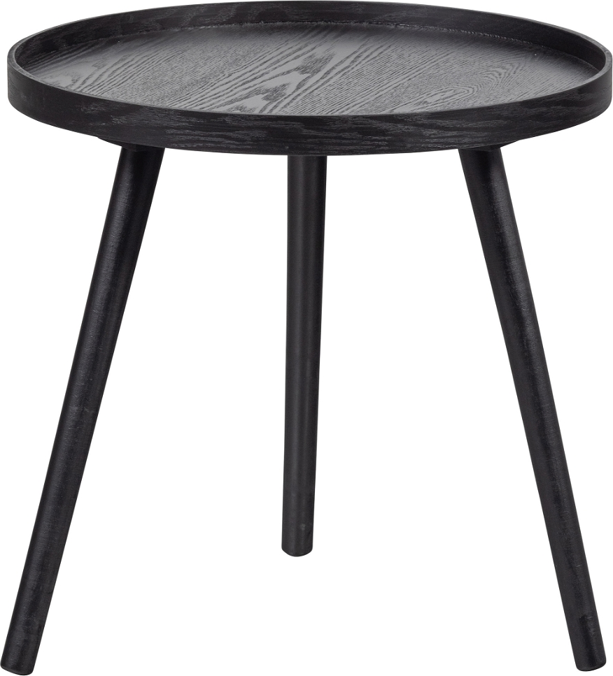 Sidebord WOOOD Mesa  -  sort MDF og FSC-certificerede fyrretræsben Ø45 x H45 cm