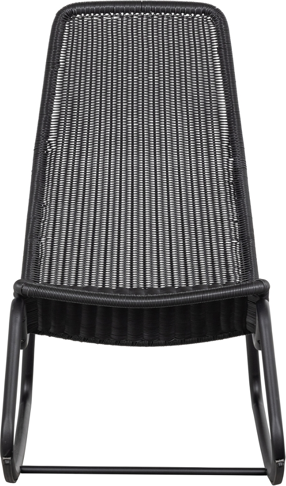 Udendørs gyngestol WOOOD Tom med sort rattan og metalramme  -  vandtæt & robust H97xB51xD95 cm