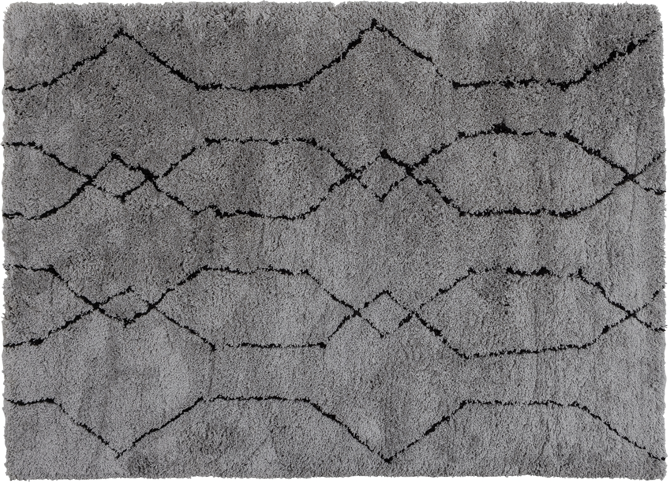 Gulvtæppe WOOOD NovÃ 170 x 240 cm  -  grå/sort grafisk design 100% polyester