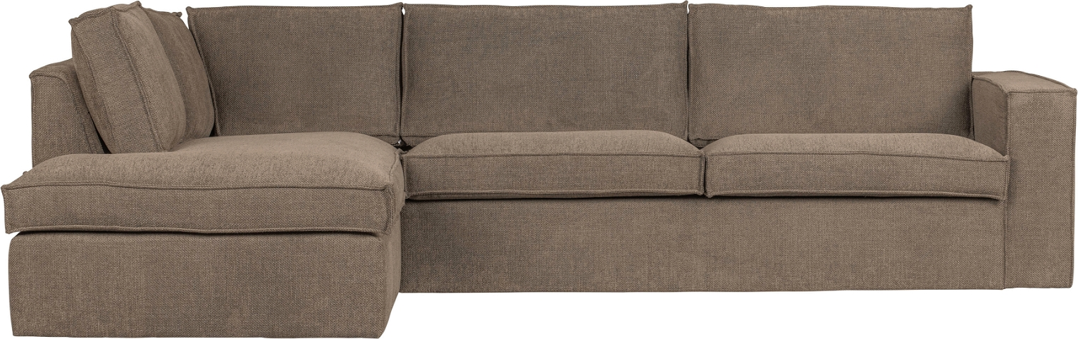 Hjørnesofa venstrevendt WOOOD Freddie beige bouclé 283Ã197Ã90 cm slidstærkt stof