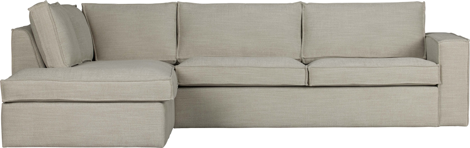 Hjørnesofa venstrevendt WOOOD Freddie natur  -  polyester bouclé, 197x283x90 cm
