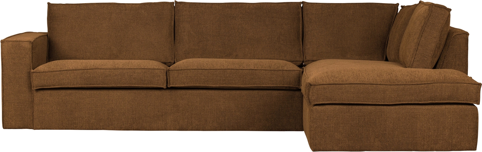 Hjørnesofa højrevendt WOOOD Freddie bouclé polyester mørkebeige 197x283 cm