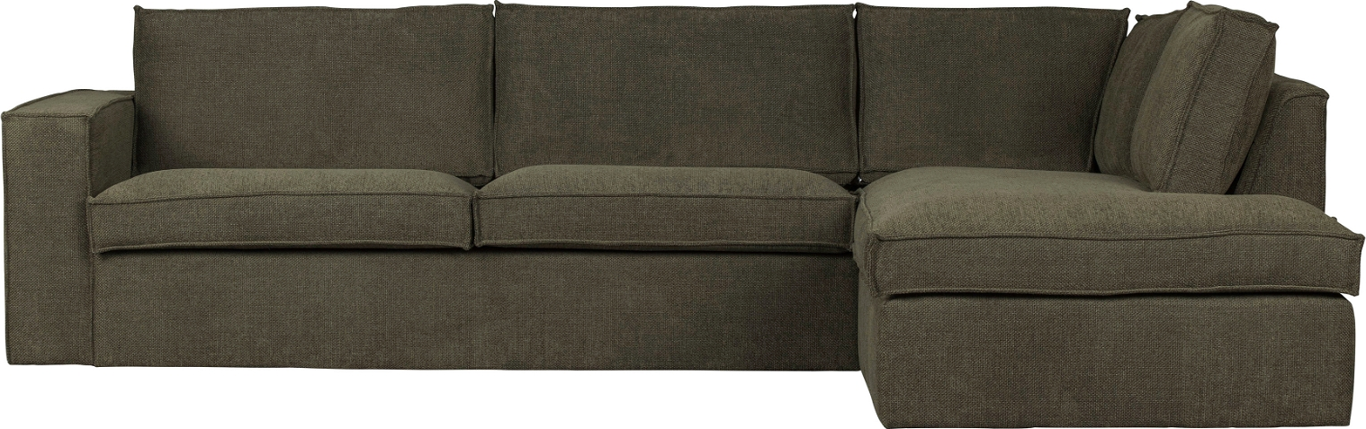 Hjørnesofa højrevendt WOOOD Freddie bouclé polyester mørkegrøn 283Ã197Ã90 cm