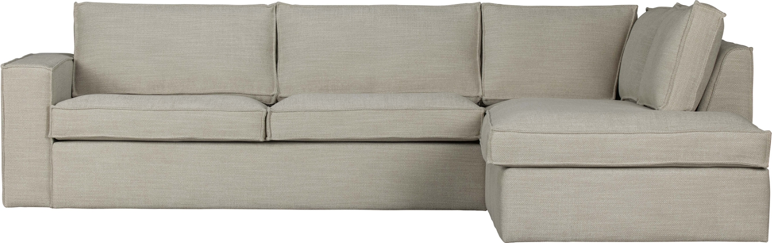 Hjørnesofa WOOOD Freddie højrevendt i bouclé/polyester natur 90Ã283Ã197 cm