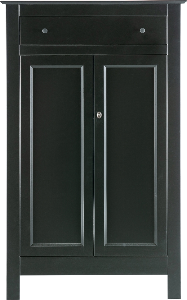 Skab WOOOD Eva sort FSC fyrretræ opbevaringsskab med låger & skuffe H150xB93xD40 cm