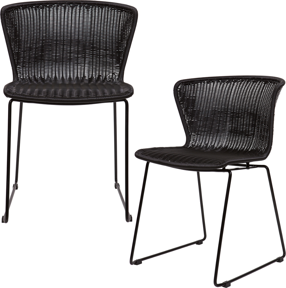 Spisebordsstol WOOOD Wings sort  -  plastflet & pulverlakeret metalramme til indendørs & udendørs brug