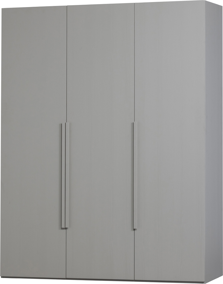 Klædeskab WOOOD Rens grå valnød 210x165x58 cm med 3 døre & 3 skuffer