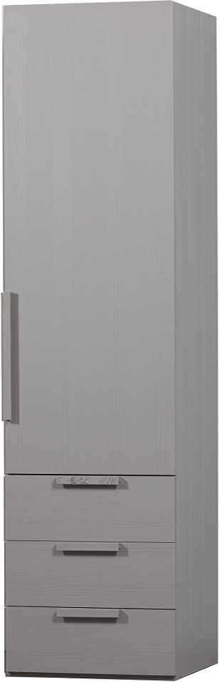 Klædeskab/garderobe WOOOD Rens grå valnøddecor H210xB55xD58 cm 4 rum & 3 skuffer