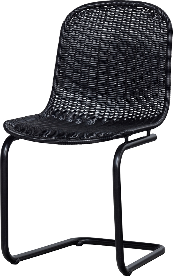 Spisebordsstol uden armlæn WOOOD Willem  -  sort flettet rattan og metal | H84ÃB44ÃD56 cm