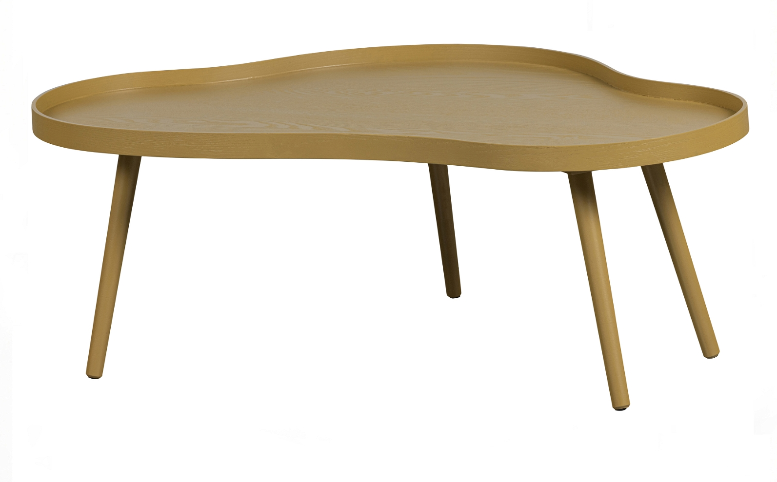 Sidebord WOOOD Mae  -  organisk formet småbord i MDF & fyrretræ, beige, 35x58x100 cm