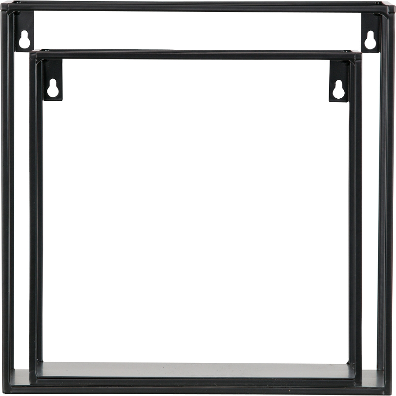 Væghylder WOOOD Meert 2-pak sort metal 25Ã25 & 30Ã30 cm