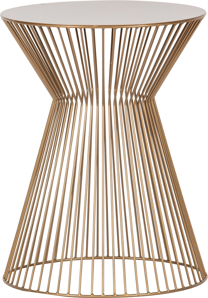Sidebord - småbord WOOOD Suus gyldent pulverlakeret metal Ø35 cm H46 cm