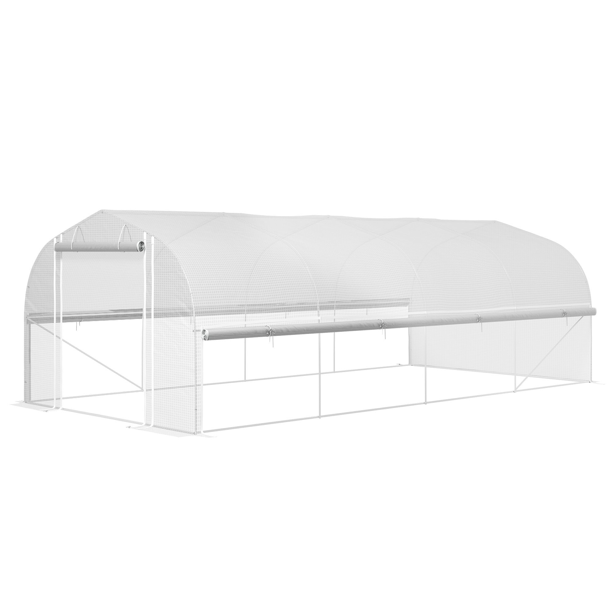 6X3x2 m drivhus, walk-in, 8 vinduer, dør, fluenet, metalramme, hvid