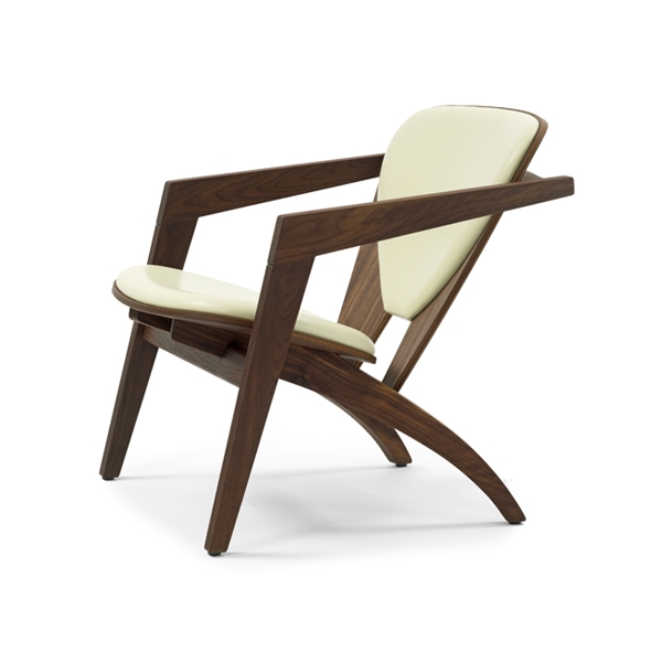 Wegner Butterfly GE460 stol - valnød - hvid læder  : Erling Christensen Møbler