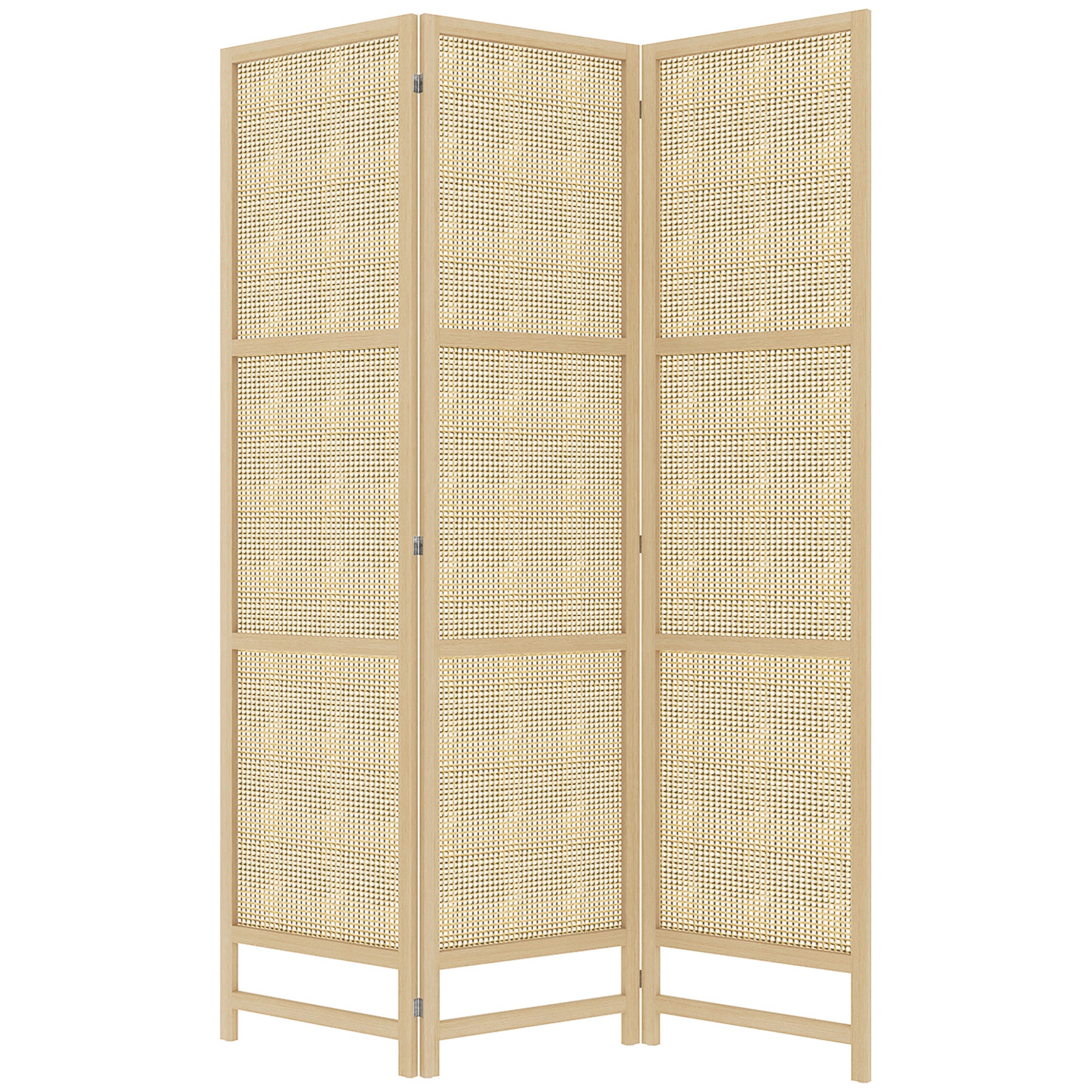 3-Panels rumdeler, 180 cm foldbar vægskærm, fritstående rumdeler med håndvævet design til hjemmet, naturlig