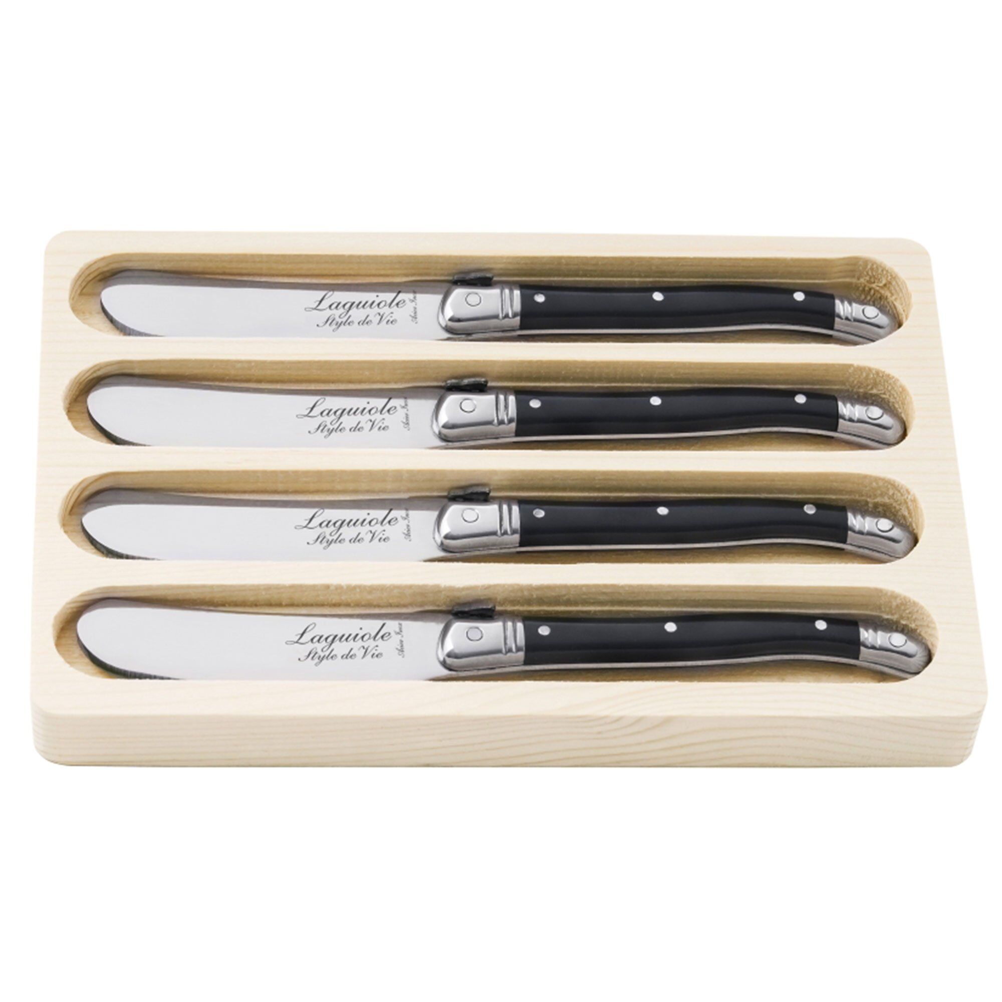 Laguiole style de vie Laguiole Smørkniv 4-pak, sort