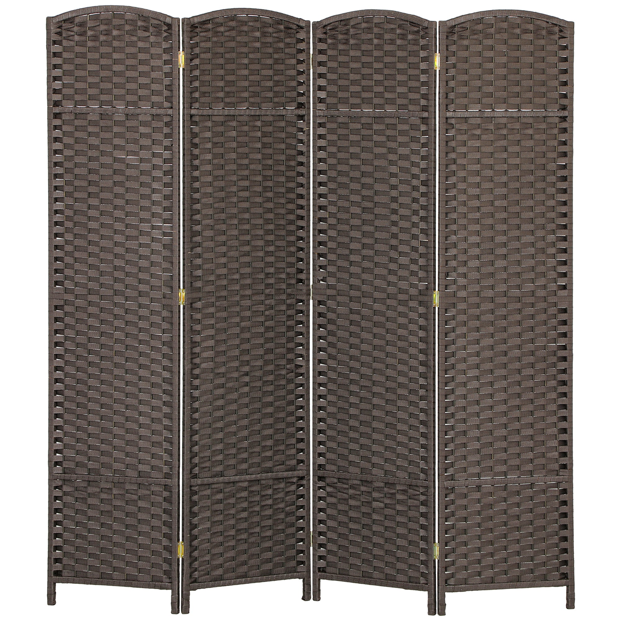 4-Panels rumdeler, foldbar skærm, skærm til stue, soveværelse, hjemmekontor, brun