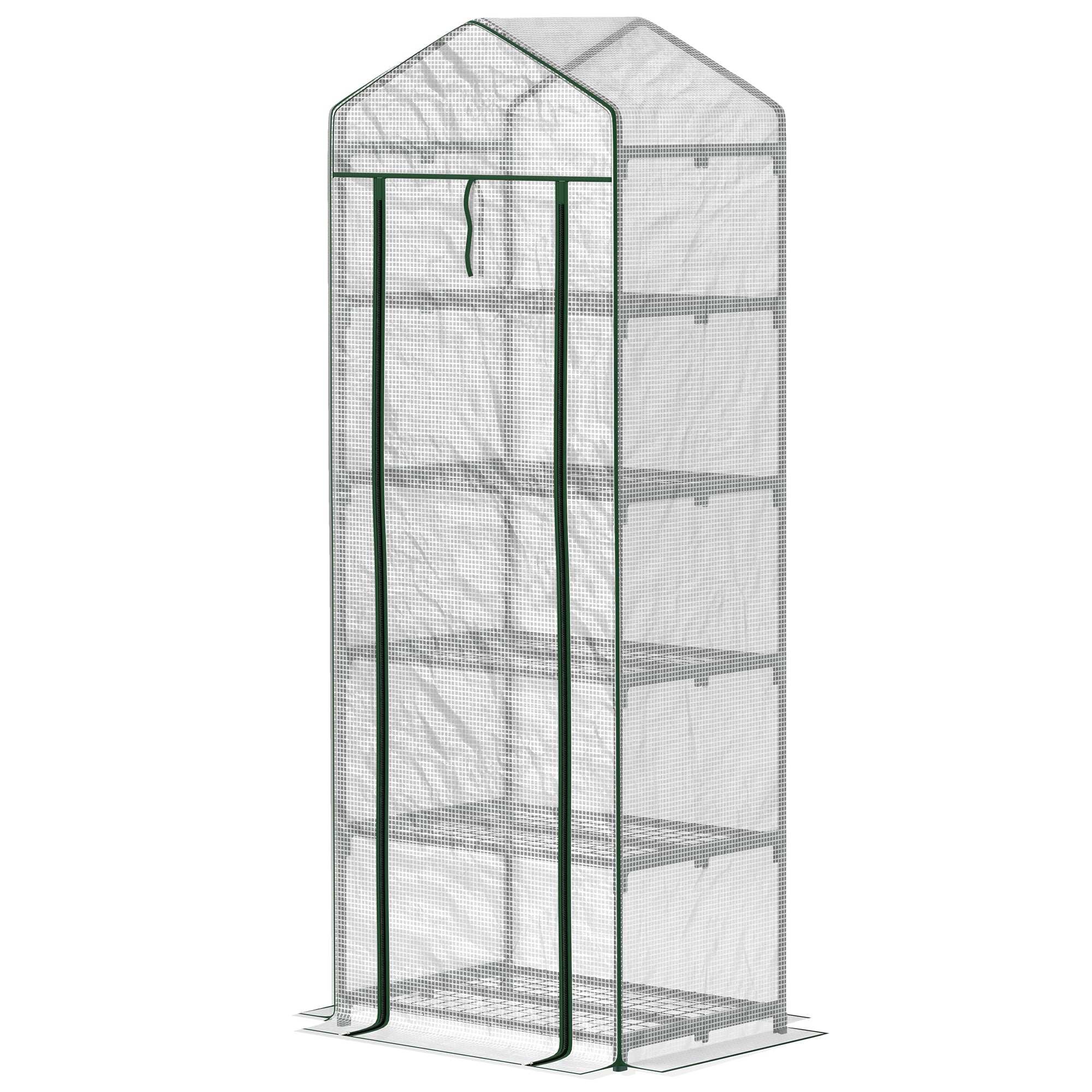 Minidrivhus til blomster eller grøntsager, stål, plastik, 69l x 49b x 193h cm, hvid