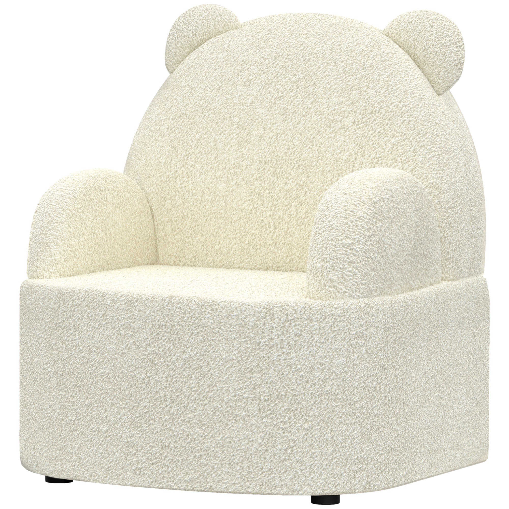 Børnelænestol, bjørneformet, blød teddyfleece, op til 3 år, 52x48x59 cm, beige
