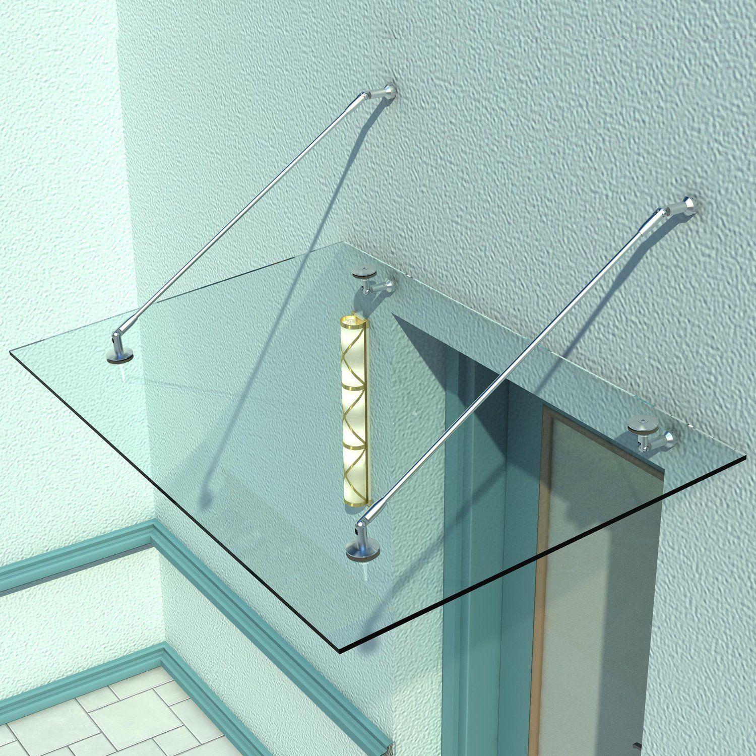 Baldakin dørbaldakin, hærdet glas, 304 rustfrit stål klar glas 150 x 90 cm