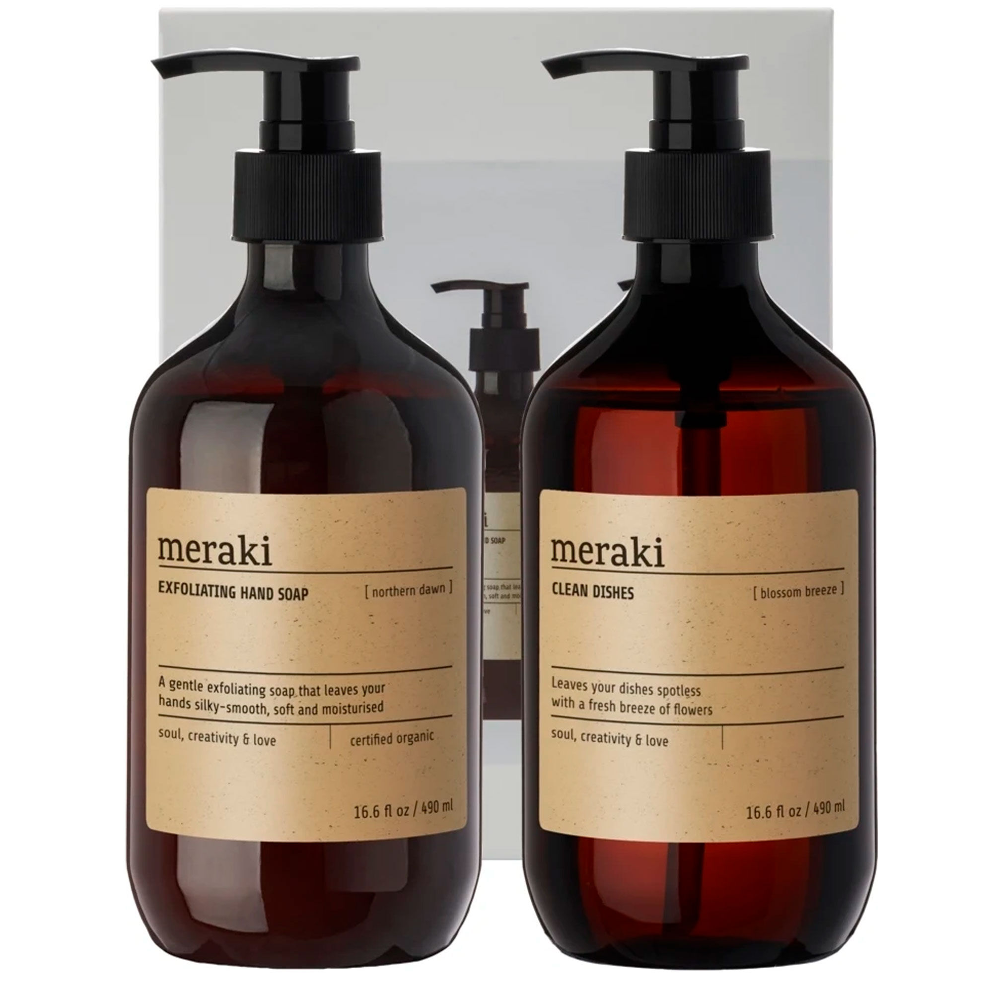 Meraki Kitchen Essentials Opvaskemiddel & Håndsæbe 980 ml, gaveæske