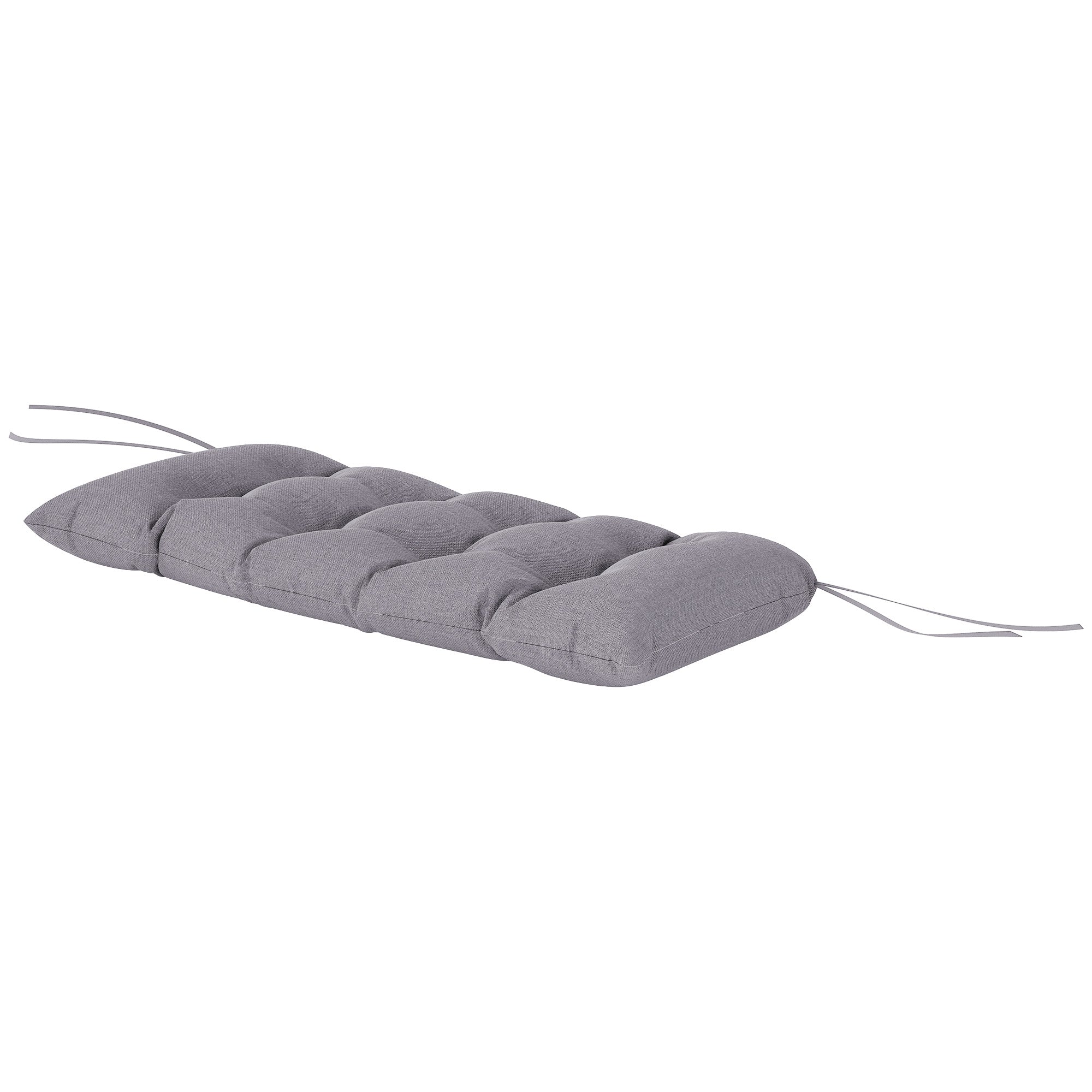 Bænkhynde 105 x 46 x 12,5 cm med bånd, udendørs siddehynde til havemøbler, bænk, grå