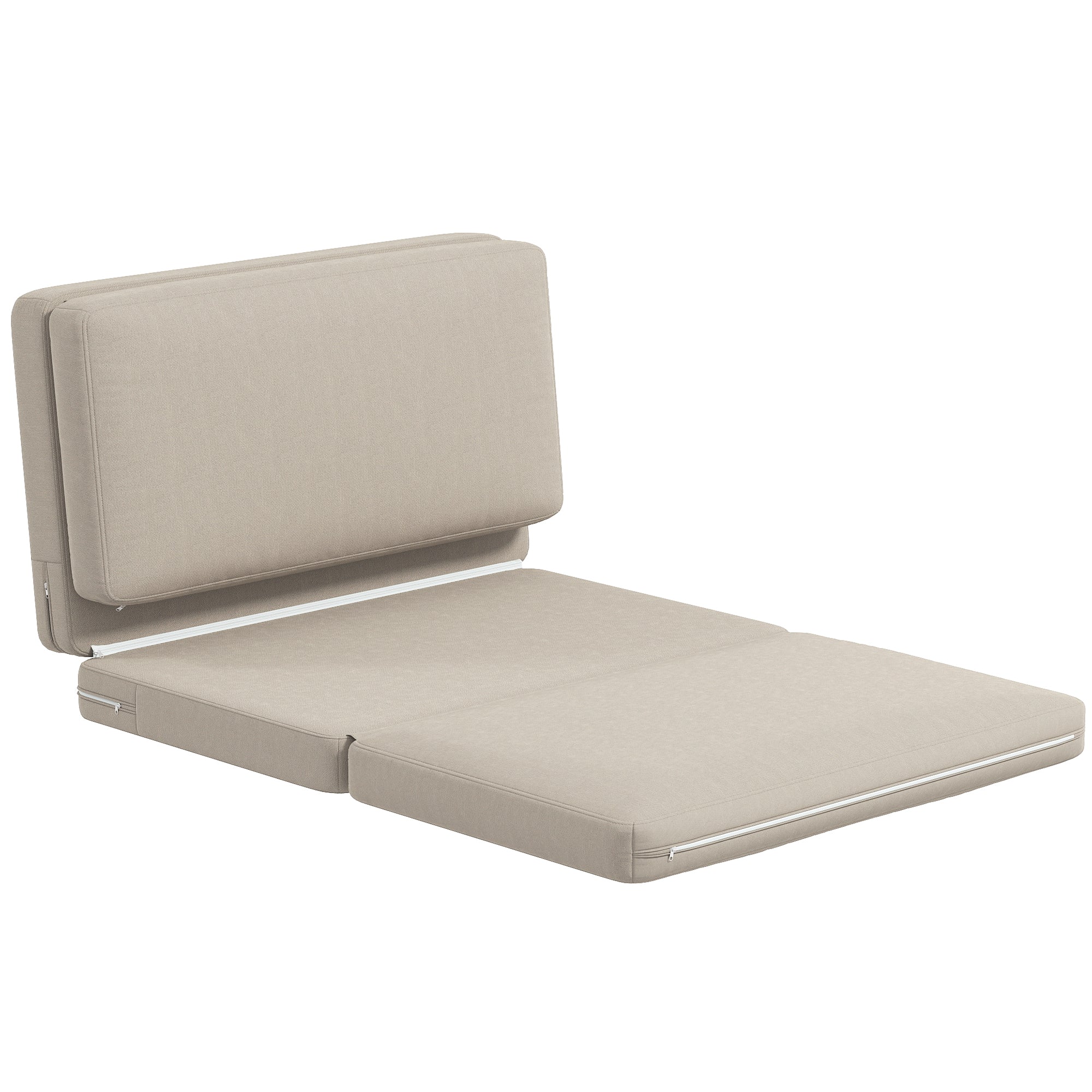 2-I-1 foldbar lænestol med gæstemadras, delbar, 120 cm bred, beige