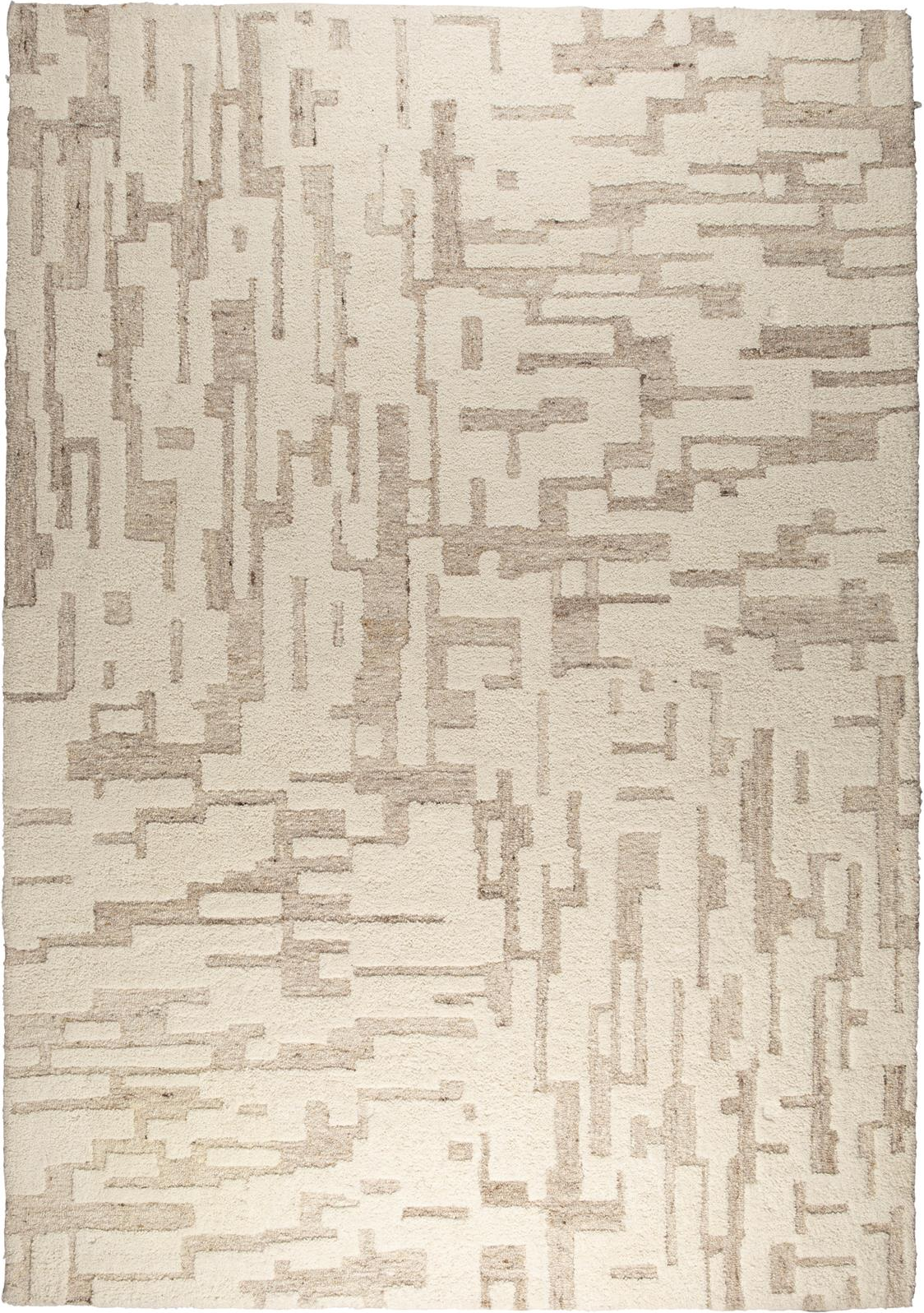 Gulvtæppe Zuiver Hills håndvævet lysgrå med asymmetrisk mønster 160x230 cm uld/polyester