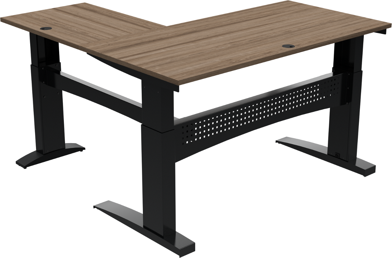 Hæve-sænkebord ZenNord FlexDesk tre-benet firkantet 160x160 cm mørk natur/sort valnød