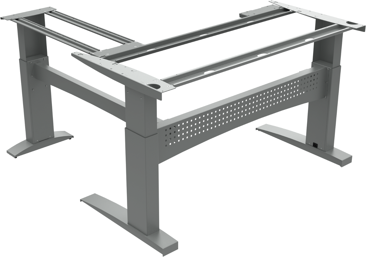 Hæve-/sænkestel ZenNord FlexDesk sølv metal kontorbordstel 65-122 cm motorisk ergonomisk robust 3-søjlet kabelføring miljøvenligt