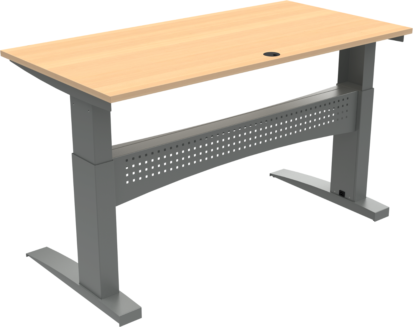 ZenNord FlexDesk hæve-/sænkebord firkantet 160x80 cm naturbøg sølv stel med Bosch-motor højde 65-122 cm