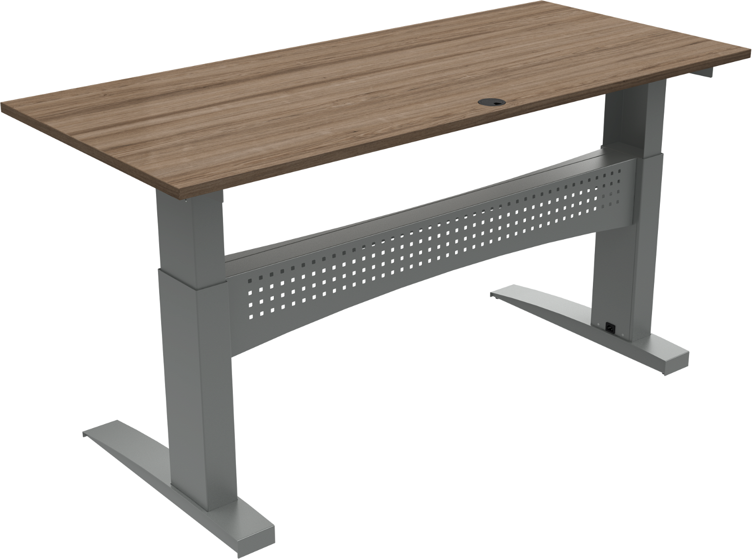 To-bens hæve-/sænkebord ZenNord FlexDesk 180Ã80 cm valnød melamin højde 65-122 cm mørk natur/sølv