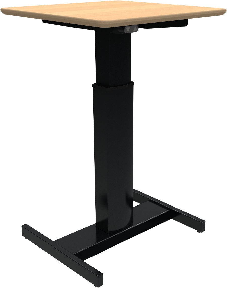 Enkeltben hæve-/sænkebord højdejusterbart skrivebord ZenNord FluidForm 68-120 cm 60x60 cm natur/sort med hjul og batteri