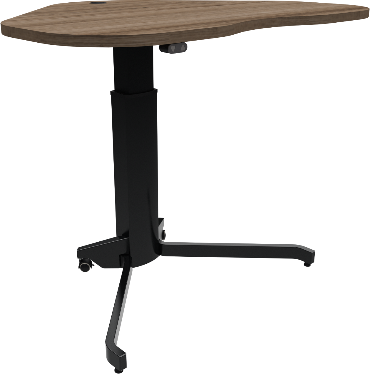 Hæve-/sænkebord enkeltben ZenNord AeroTable hjerteform mørk natur/sort højdejusterbart 68-120 cm