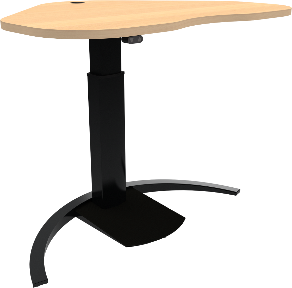 Enkeltben hæve-/sænkebord hjerteformet ZenNord ErgoTable bøg natur/sort højdejusterbar 68-120 cm robust stålstel