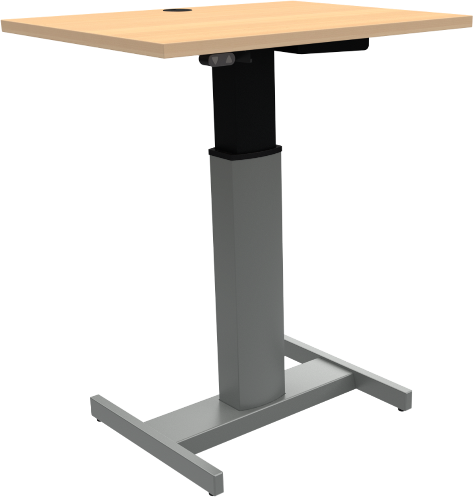 Enkeltben hæve-/sænkebord ZenNord PeakBoards sidde-/ståbord højdejusterbart 68-120 cm bøg/sølv med hjul