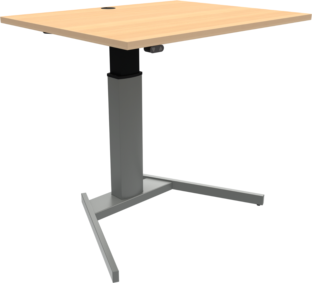 Enkeltben hæve-/sænkebord ZenNord FlexiPosture firkantet bøg natur/sølv sit-stand bord 68-120 cm kabelgennemføring