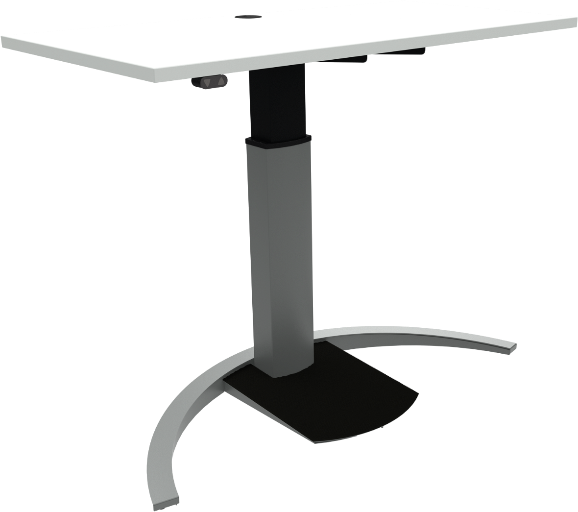 Enkeltben hæve-/sænkebord ZenNord ErgoTable 120x60 cm hvid/sølv justerbart 68-120 cm ergonomisk design