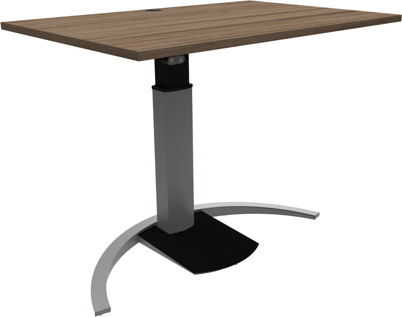 Hæve-/sænkebord ZenNord ErgoTable kvadratisk enkeltben 80x120 cm valnød/sølv højdejusterbar 68 - 120 cm