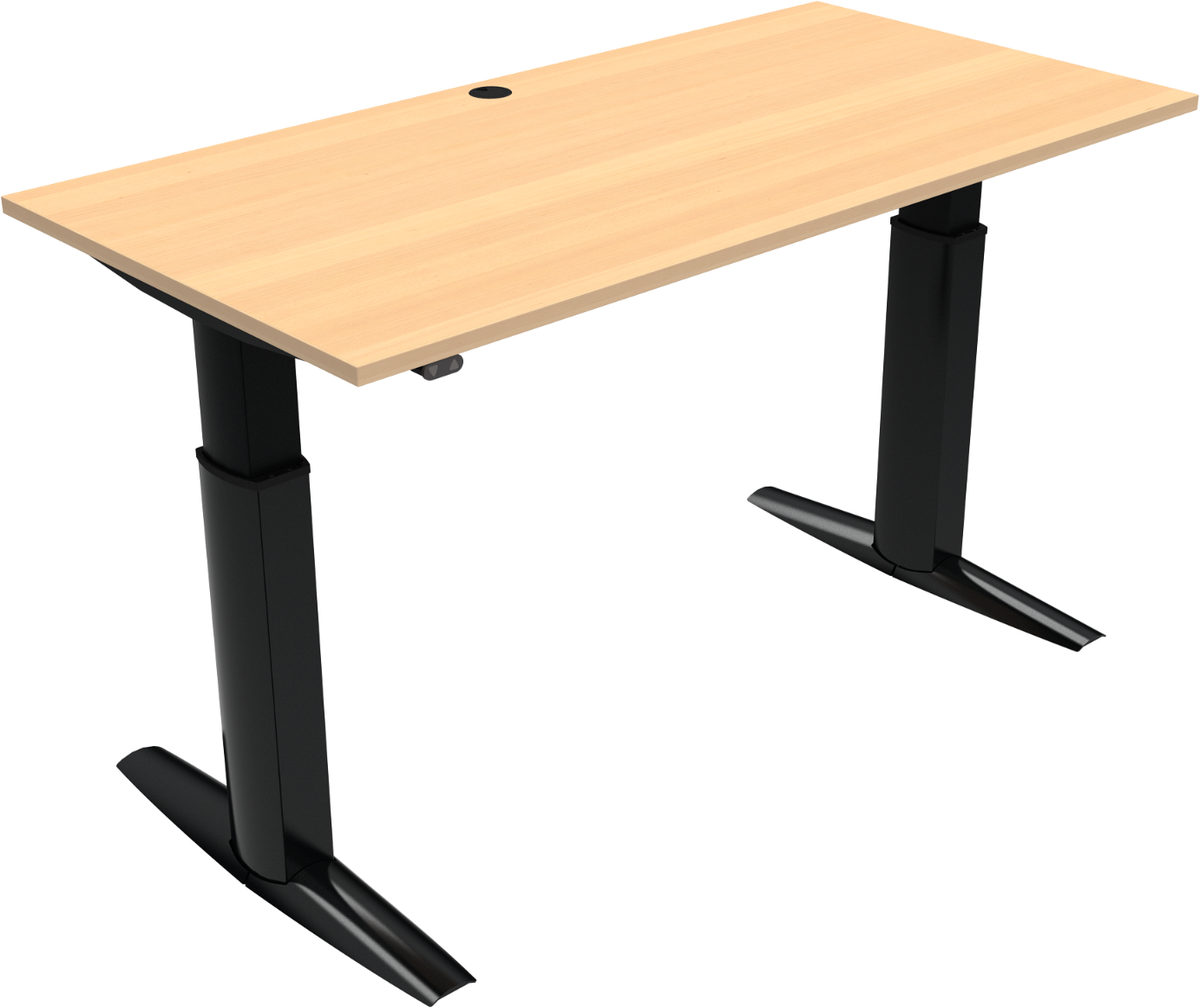 Hæve-/sænkebord to-bens ZenNord ElevateLine sit-/ståbord i bæredygtig bøg natur/sort 160x80 cm højde 68-120 cm