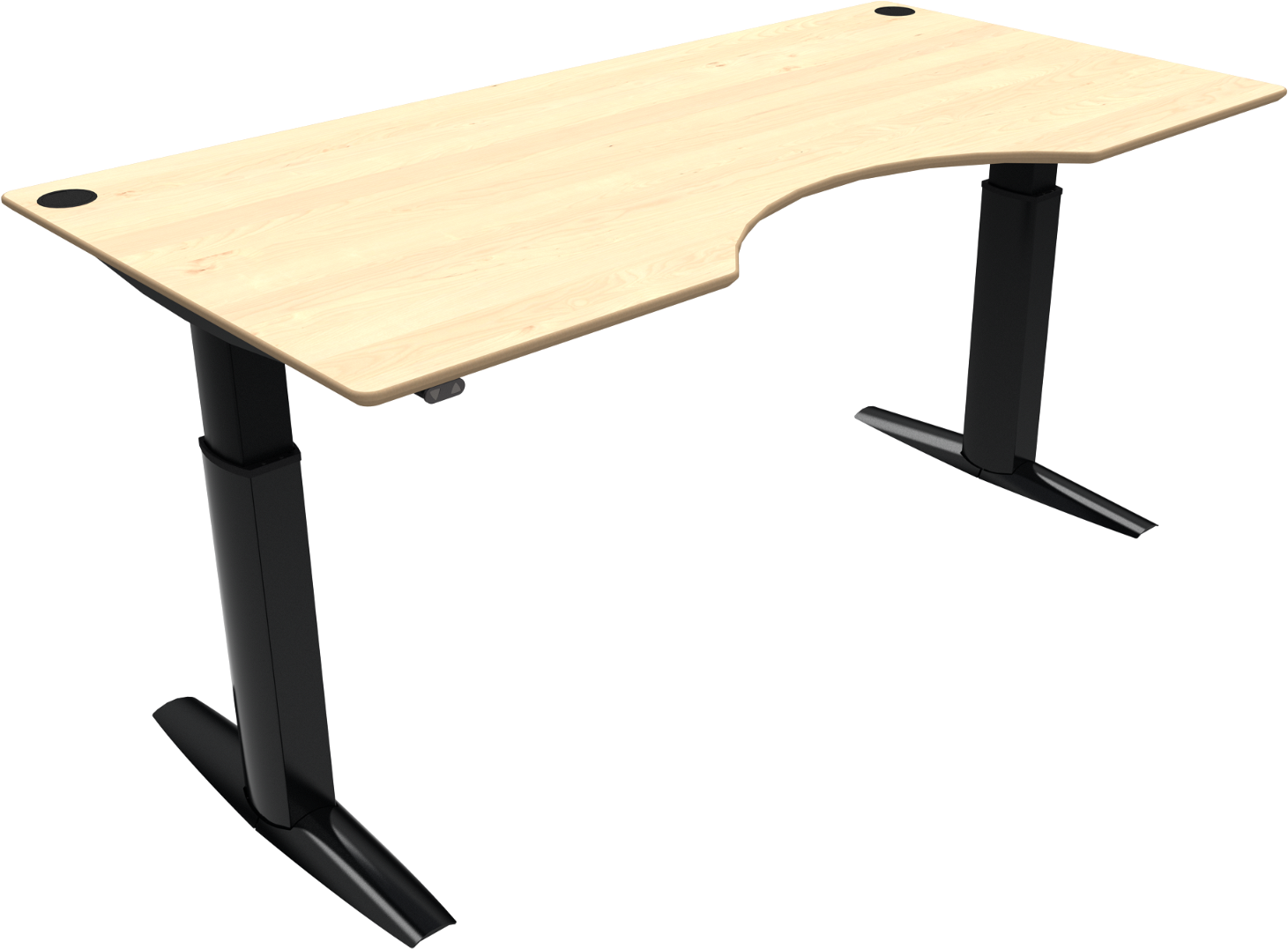 To-bens hæve-/sænkebord ZenNord ElevateLine centerudskæring ahorn bordplade sort stel justerbar 68-120 cm ergonomisk kontorbord