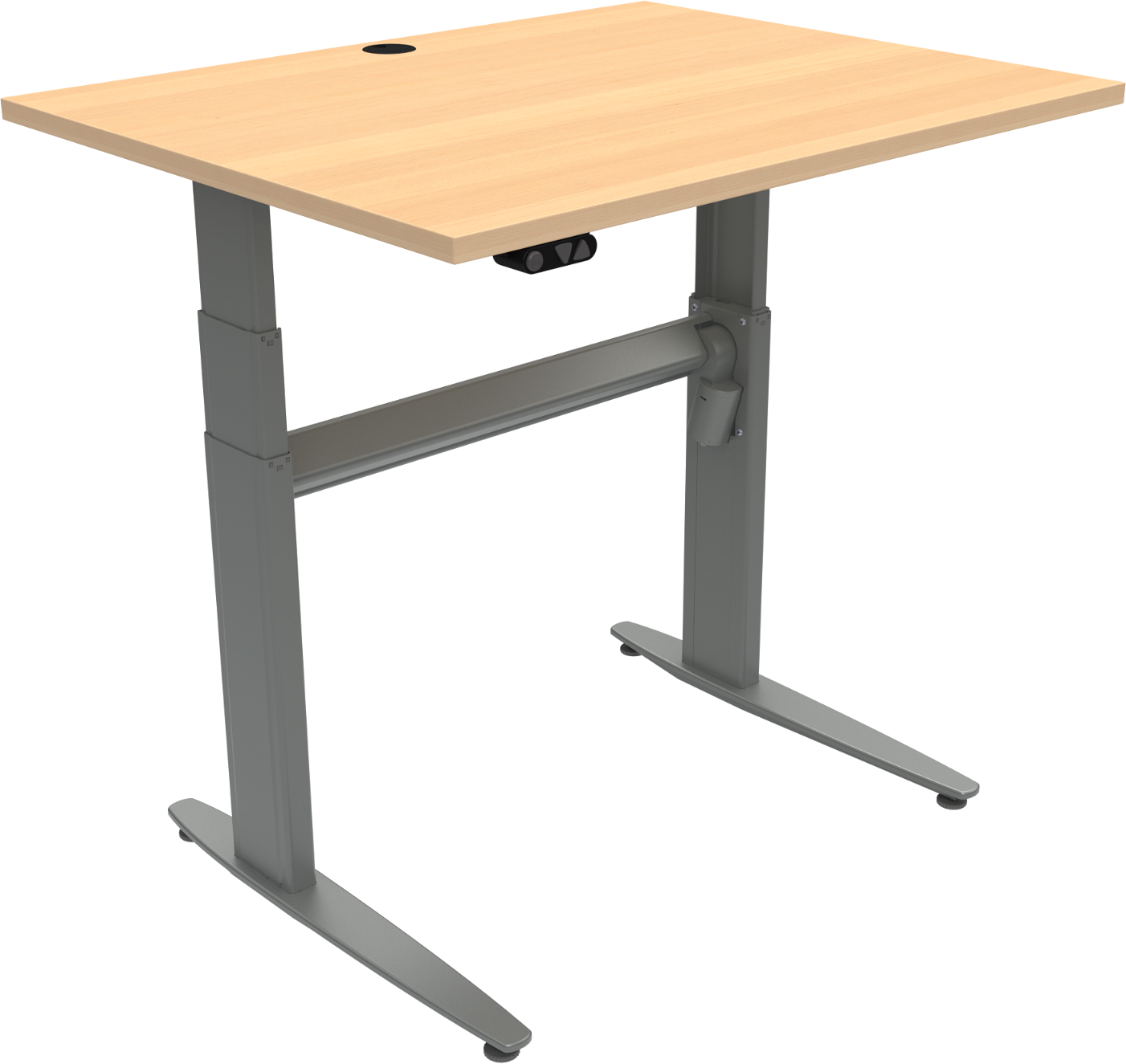 To-bens hæve-/sænkebord ZenNord MoveMate firkantet kontorbord 100Ã80 cm bøg/sølv højdejusterbar 68 - 120 cm