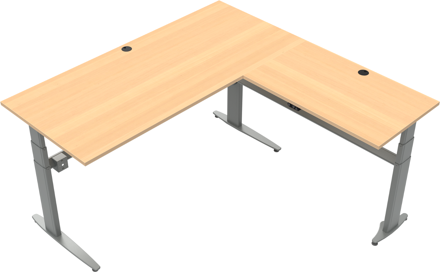Tre-bens hæve-/sænkebord ZenNord MoveMate firkantet bøgetræ 68 - 120 cm højde 180x180 cm
