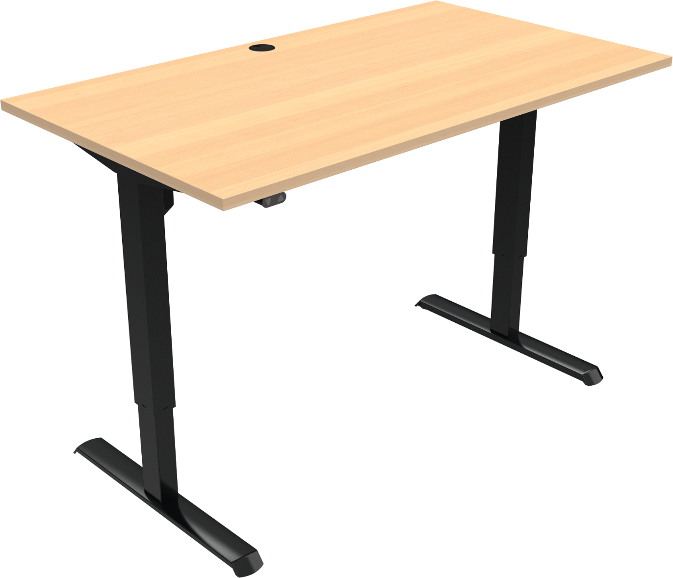 2-benet hæve-/sænkebord ZenNord AdaptDesk firkantet ergonomisk bøg/sort 140x80 cm højde 68-118 cm