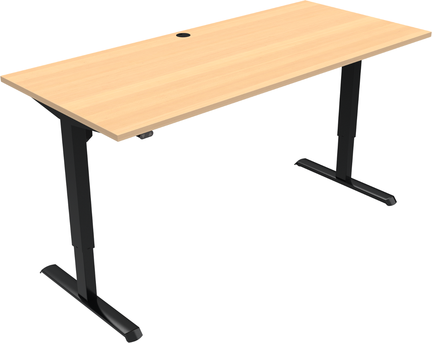 To-bens hæve-/sænkebord skrivebord ZenNord AdaptDesk  -  bøg/natur & sort stel, højde 68 - 118 cm