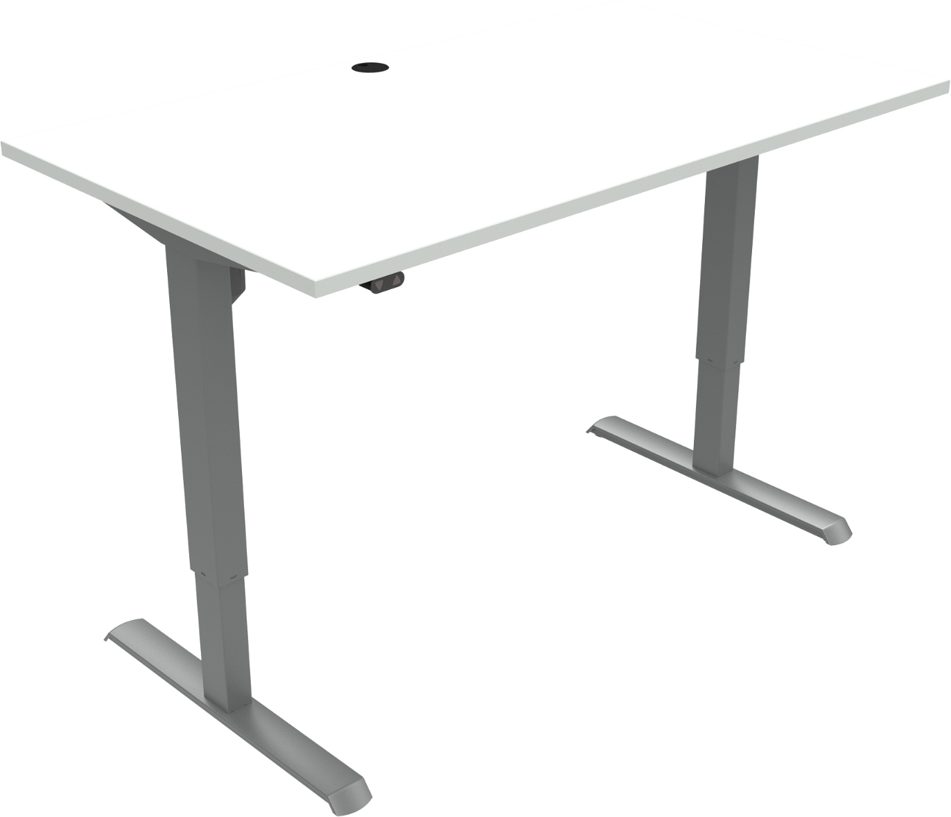 To-bens hæve-/sænkebord ZenNord AdaptDesk firkantet skrivebord hvid/sølv 140x80 cm