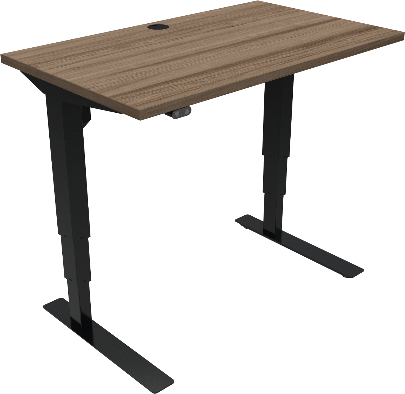 To-bens hæve-/sænkebord ZenNord VersaStand mørk valnødbordplade sort stel 100x60 cm højde 57-122 cm justerbart skrive-/tegnebord