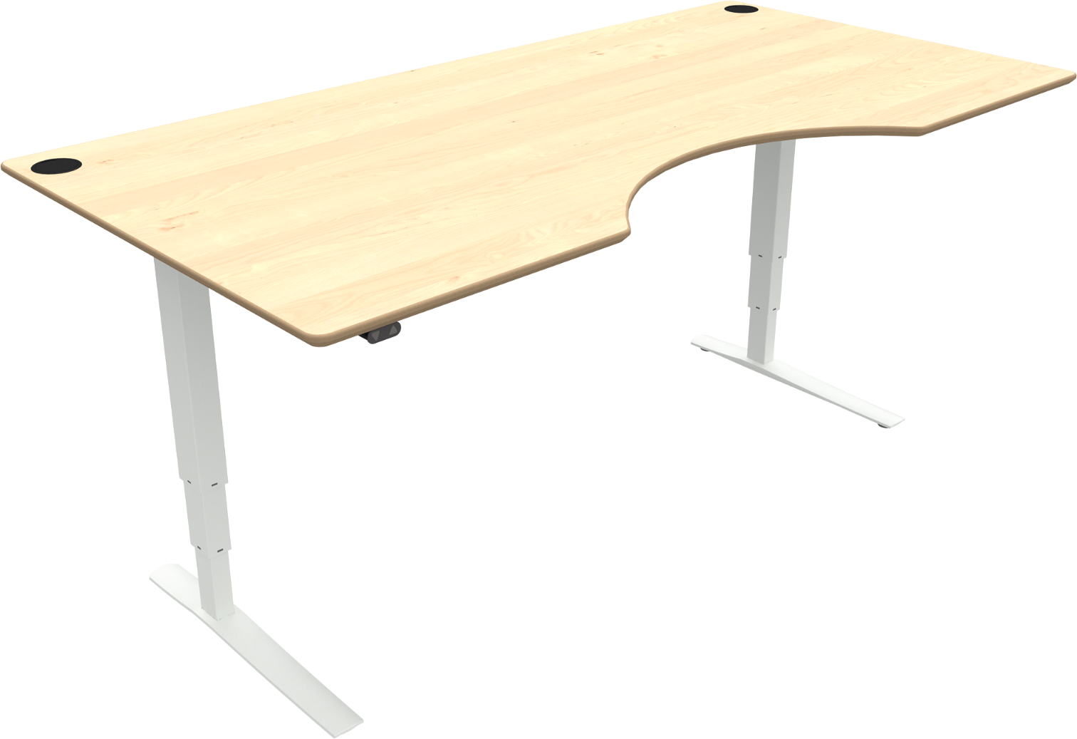 To-bens hæve-/sænkebord ZenNord Rise&Rest med centerudskæring i ahorn og hvid 200x100 cm